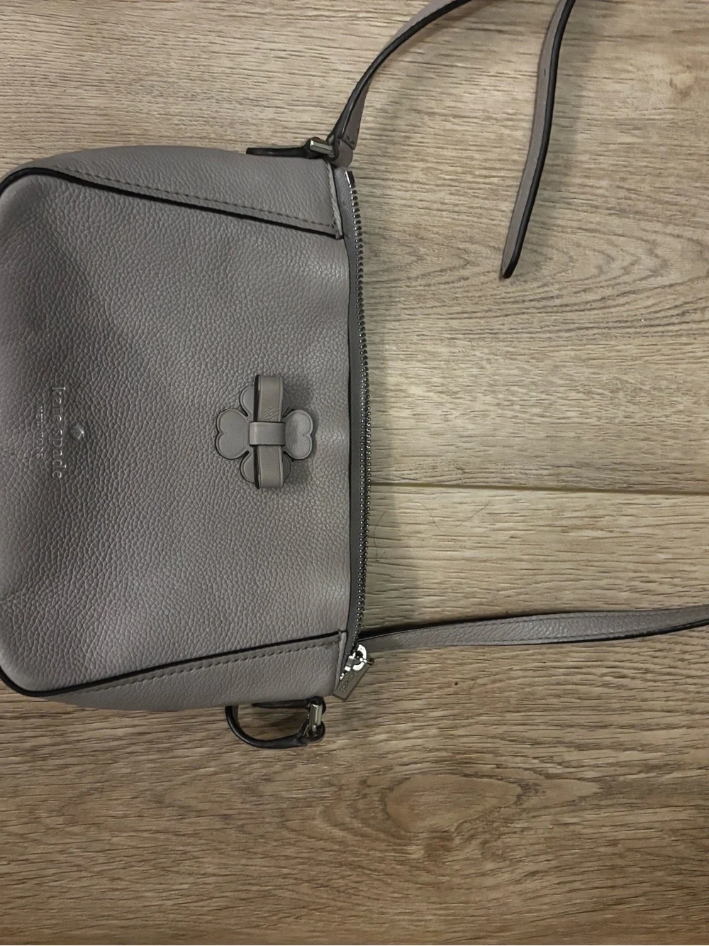 kate spade Talia Taupe Leather Pebbled Bow Crossbody Bag